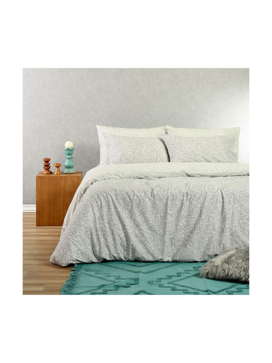 Melinen Leo Pillowcase Set Aqua/grey 50x70cm.