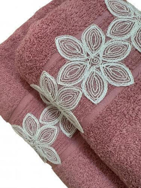 Linea Home Bath Towel Set 2pcs Como Dusty Pink Weight 500gr/m²