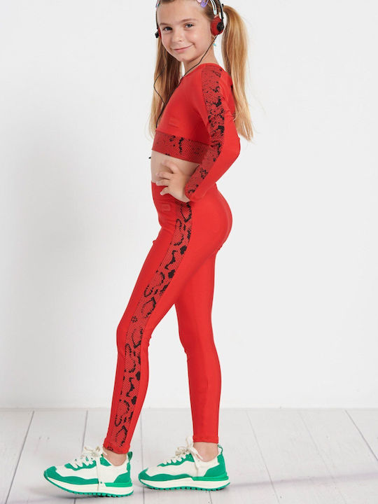 Kids Legging Sports Long Red
