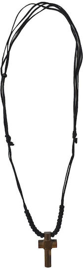 Handmade Prayer Beads Necklace Wooden Cross Adjustable Cord