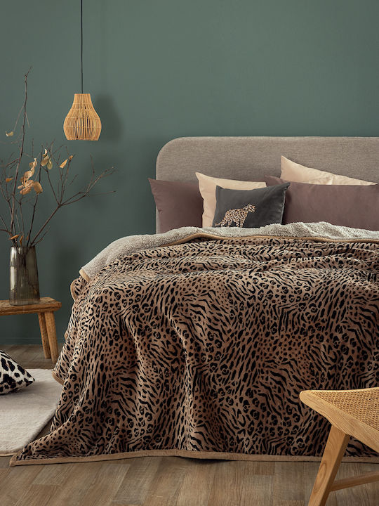 Palamaiki Yuki Κουβέρτα Fleece Μονή 160x220εκ. Καφέ