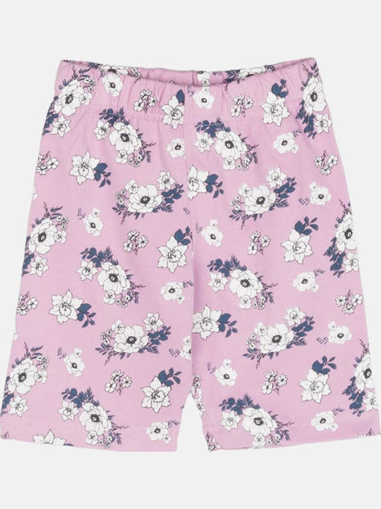 Kids Leggings Set Cycling Short Lilac Floral/Blue