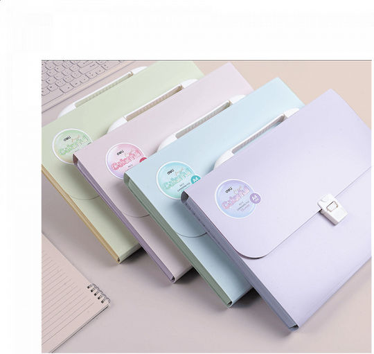 Deli Colorful Plastic Expanding File Folder 13 Sections A4 4 Colors