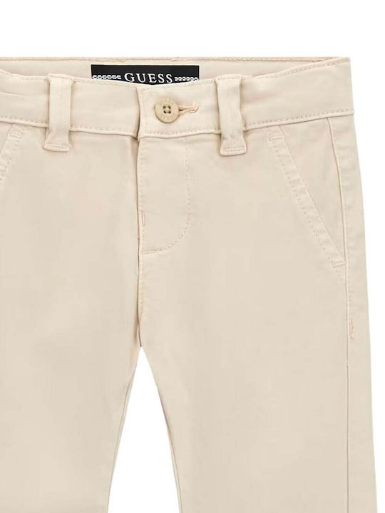 Kids' Chino Fabric Pants Beige