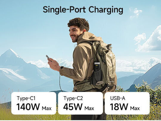 Cuktech 2C1A Power Bank 25000mAh 210W with USB-A Port and 2 USB-C Ports Power Delivery / Quick Charge 3.0 Black