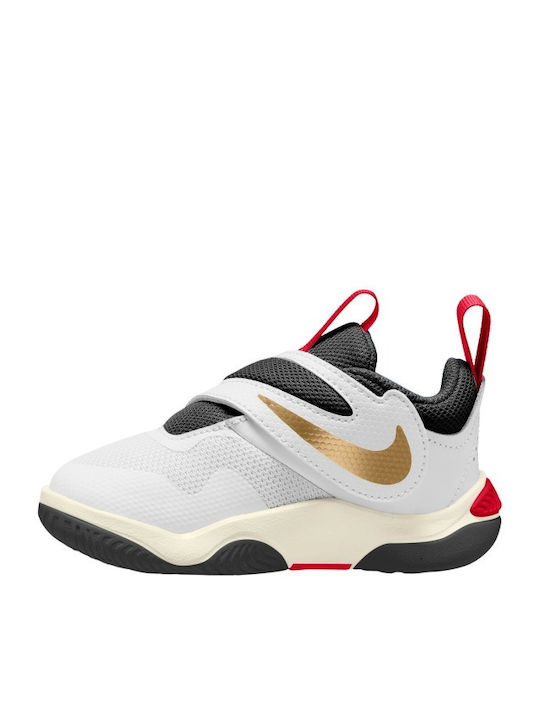 Team Hustle D 11 Kids Sports Shoes Basketball with Hoop & Loop Closure White