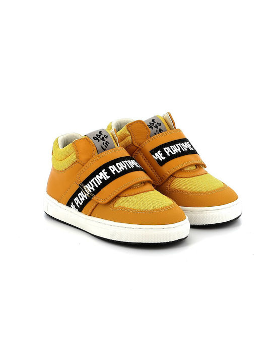 Παιδικά Sneakers High Ανατομικά με Σκρατς Κίτρινα