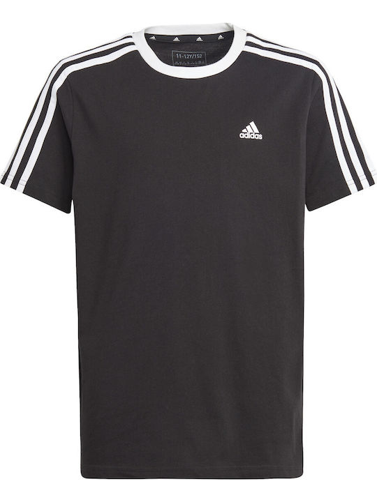 Παιδικό T-shirt Μαύρο Essentials 3 Stripes
