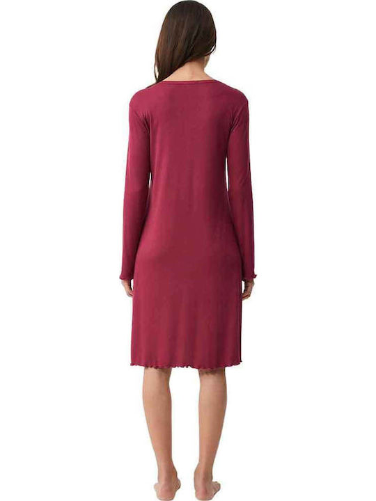Penye Mood Winter Damen Nachthemd Cherry