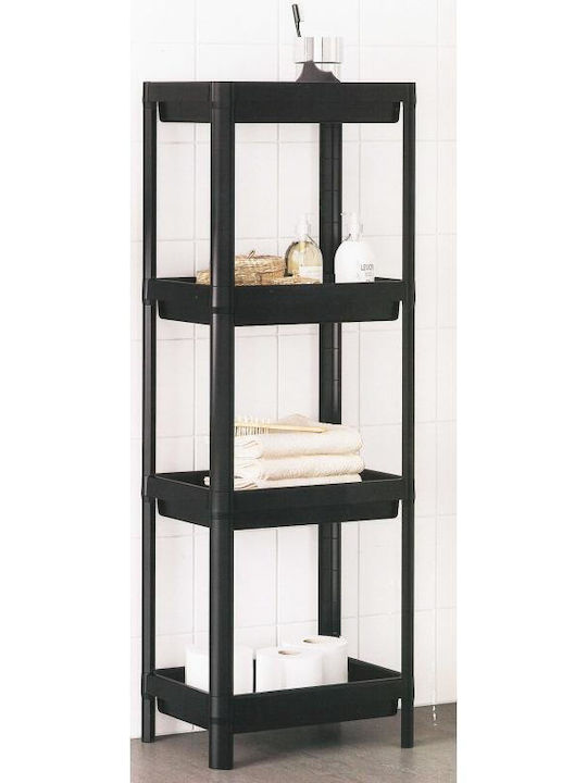 Viosarp Floor Bathroom Shelf Plastic with 4 Shelves 36x23x100cm White
