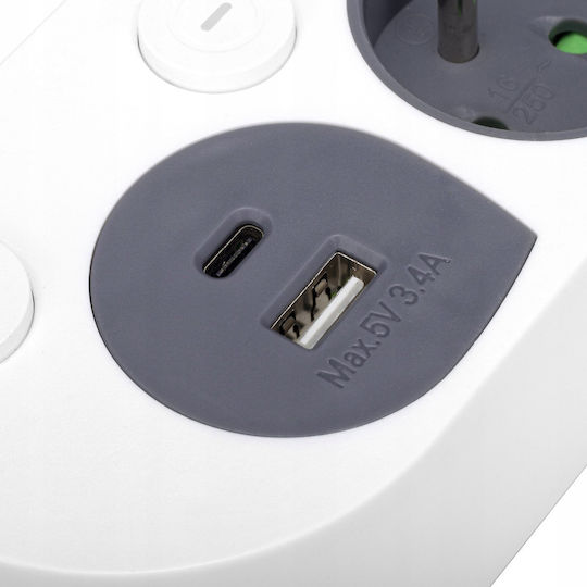 Montis Захранваща лента 4 Позиции с USB-A и USB-C