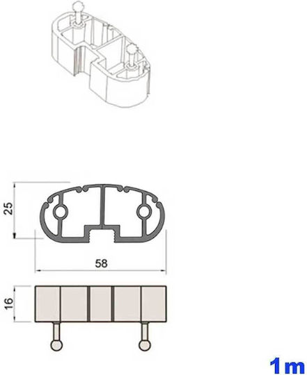 Canal Modular Flexibil 1m Mic Caterpillar Alb 58x2,5cm