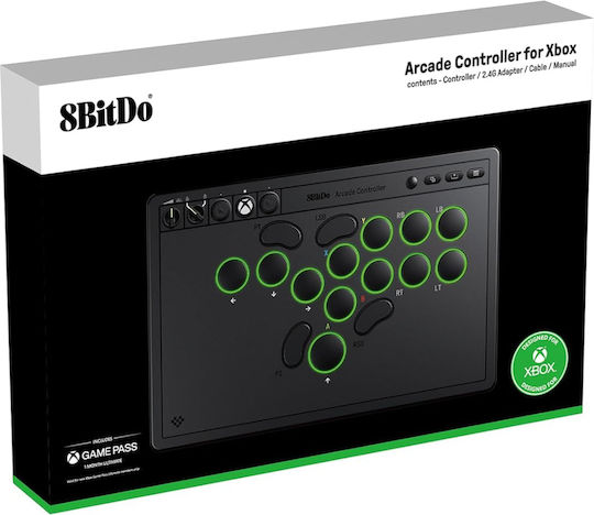 8Bitdo Arcade Ασύρματο & Ενσύρματο Gamepad για PC / Xbox One / Xbox Series Μαύρο