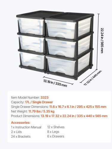Sertar De Depozitare Din Plastic Cu 6 Sertare