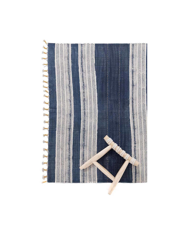 Royal Carpet Lotus Cotton Kilim 035 Rug Rectangular Cotton with Fringes Blue