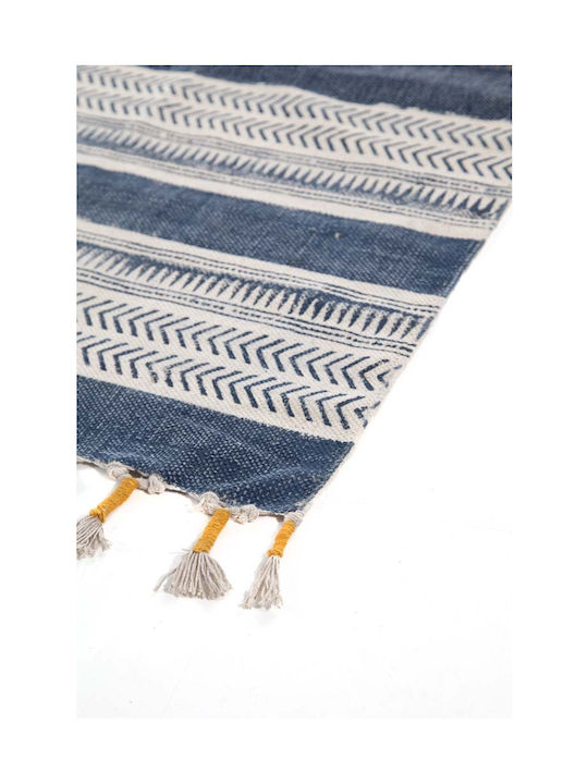 Royal Carpet Lotus Cotton Kilim 035 Rug Rectangular Cotton with Fringes Blue