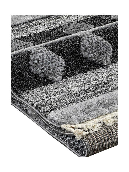 Madi Runaway Rug Rectangular with Fringes Gray