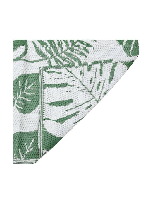 vidaXL Teppich Außenbereich Rechteckig Synthetisch,Polyester/Cotton/Leather Green