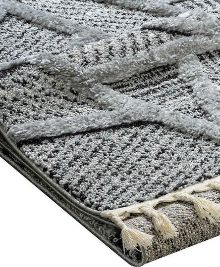 Madi Shard Teppich Rechteckig Synthetisch,Polyester/Cotton/Leather mit Fransen Grey