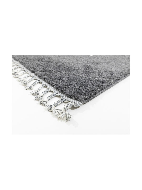 Ezzo Soffice B378AX2 Teppich Rechteckig Zottelig Synthetisch,Polyester/Cotton/Leather mit Fransen Anthracite