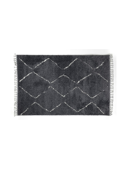 Ezzo Soffice B600AX2 Teppich Rechteckig Zottelig Synthetisch,Polyester/Cotton/Leather mit Fransen Anthracite