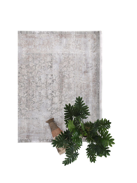 Royal Carpet Bamboo Silk 5987A Runner Silk Light Grey and Dark Beige 80x150cm