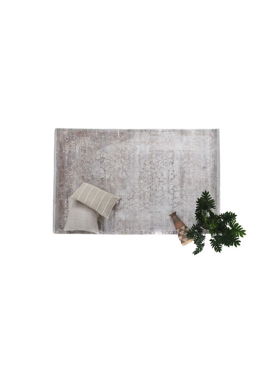 Royal Carpet Bamboo Silk 5987A Runner Silk Light Grey and Dark Beige 80x150cm