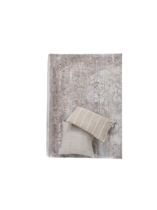 Royal Carpet Bamboo Silk 5987A Runner Silk Light Grey and Dark Beige 80x150cm