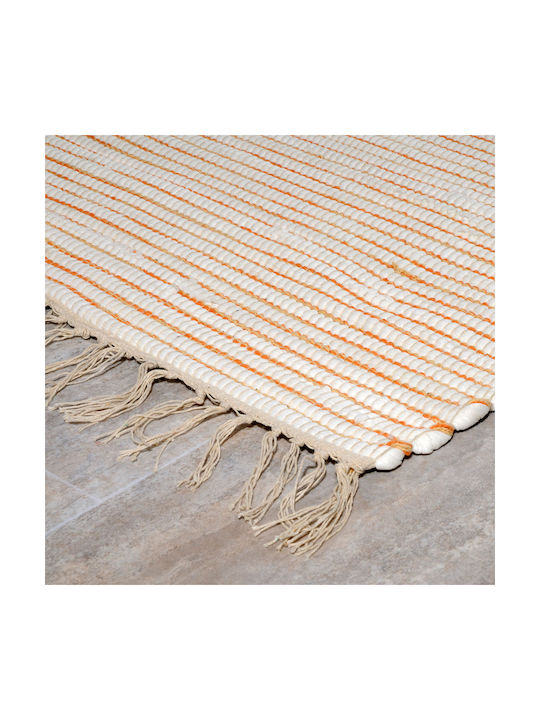 Tzikas Carpets Natura 30160-020 Handmade Rug Rectangular Summer Cotton with Fringes Beige / Orange