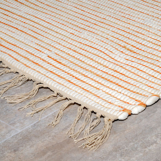 Tzikas Carpets Natura 30160-020 Χειροποίητο Χαλί Ορθογώνιο Καλοκαιρινό Βαμβακερό με Κρόσια Beige / Orange 140x200cm