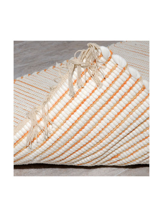 Tzikas Carpets Natura 30160-020 Handmade Rug Rectangular Summer Cotton with Fringes Beige / Orange