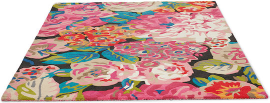Brink & Campman Rose & Peony Cerise Handmade Rug Rectangular Wool Pink