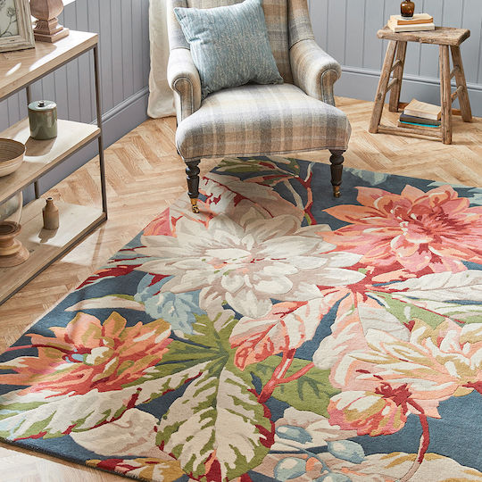 Sanderson Dahlia & Rosehip Χειροποίητο Χαλί Ορθογώνιο Μάλλινο Teal 170x240cm