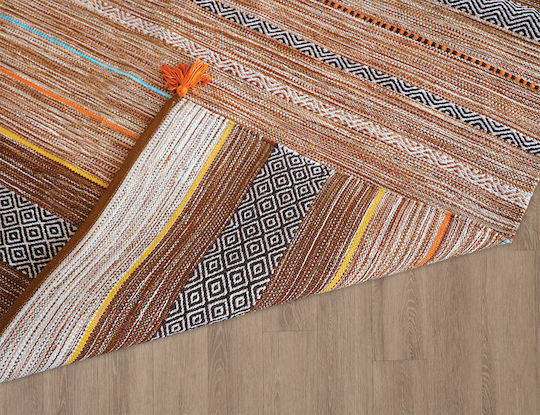 Newplan Kilim 6080 Lucrat manual Antiderapant Covor Rectangular Bej