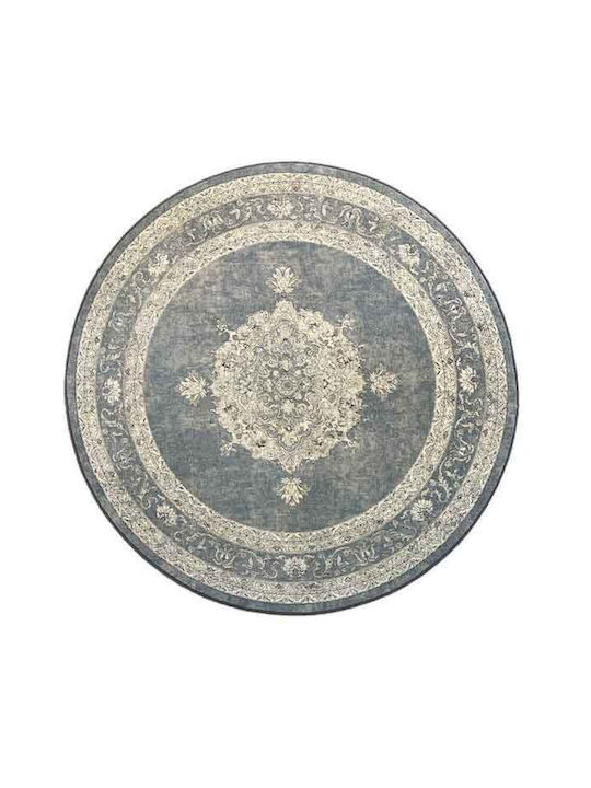 Bekas Carpets Rug Round with Fringes Gray