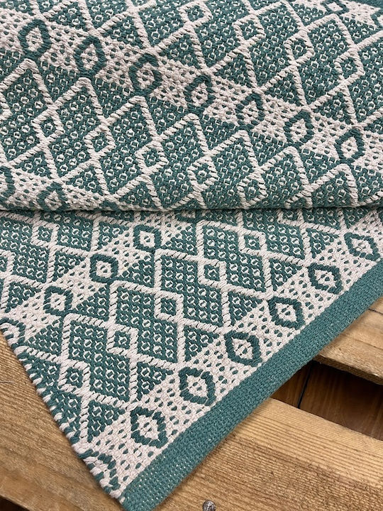 Koulis Carpets Santorini Килим Правоъгълена Лятно време Памук Зелен