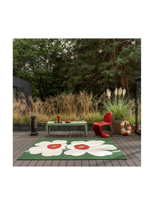 Marimekko Unikko 60th Anniversary 433007 Handgefertigt Teppich Außenbereich Rechteckig Synthetisch,Polyester/Cotton/Leather Green