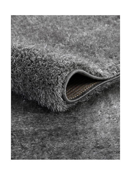 Madi Fuzzio Teppich Rund Zottelig Synthetisch,Polyester/Cotton/Leather Grey