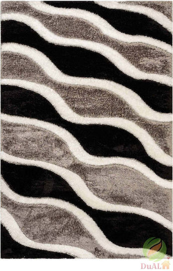 Rug Rectangular Silk Black-grey