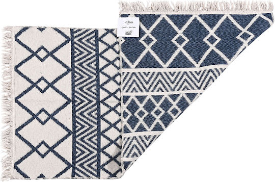 Balsan Aria Rug Rectangular Cotton with Fringes Blue