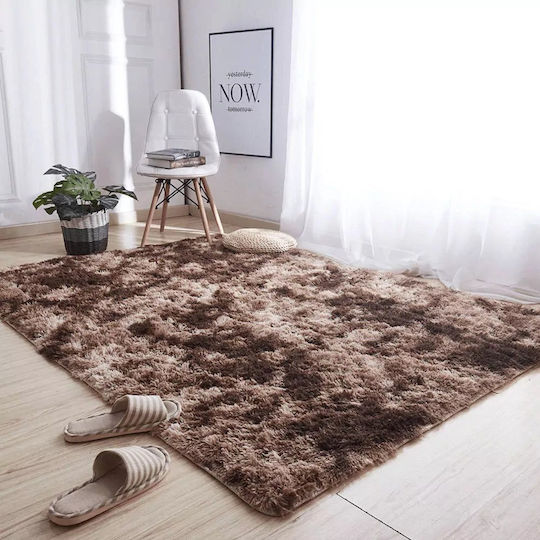 Strado Teppich Rechteckig Zottelig Synthetisch,Polyester/Cotton/Leather Braun