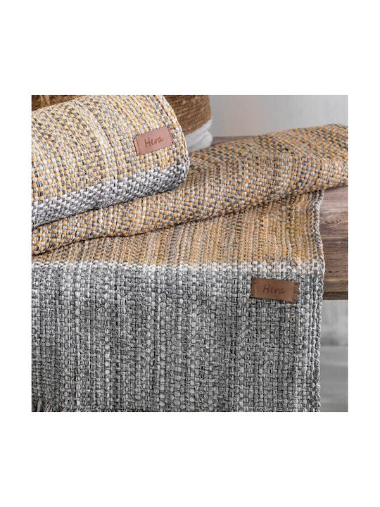 Rythmos Hera Teppich Rechteckig Sommer Synthetisch,Polyester/Cotton/Leather mit Fransen Gray