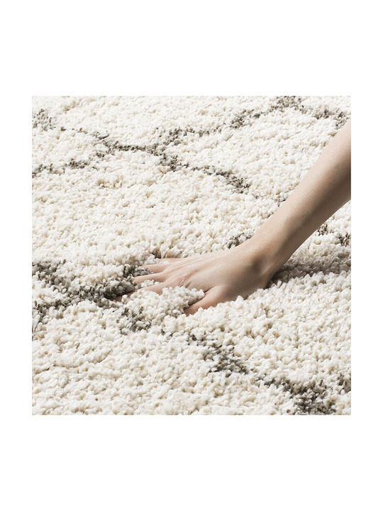 Saray Home Moroccan Teppich Rechteckig Zottelig Synthetisch,Polyester/Cotton/Leather Beige / Grey