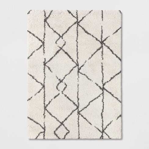 Saray Home Moroccan Eyelash Χαλί Ορθογώνιο Shaggy Ιβουάρ Μαύρο 160x220cm