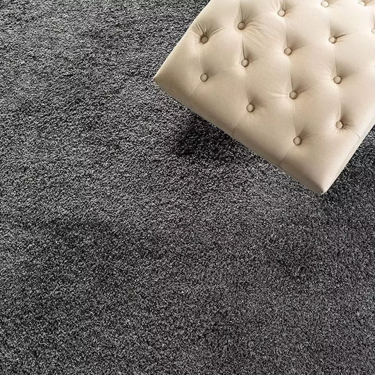Saray Home California Teppich Rechteckig Zottelig Synthetisch,Polyester/Cotton/Leather Charcoal