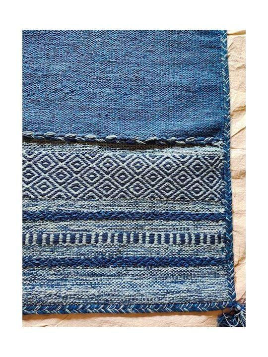 Koulis Carpets Mykonos Χαλί Διάδρομος Καλοκαιρινό Βαμβακερό Μπλε 70x200cm