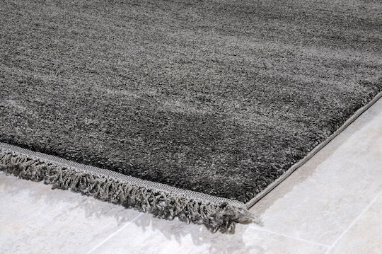 Tzikas Carpets Parma 19403 Handgefertigt Synthetisch,Polyester/Cotton/Leather mit Fransen Gray