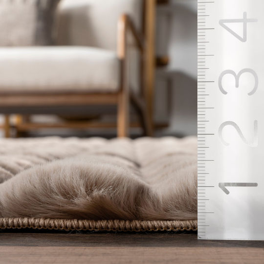 Saray Home Solid Design Antiderapant Covor Rectangular Shaggy Din blană Moka maro