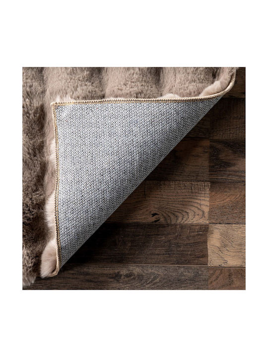 Saray Home Solid Design Противоплъзгащо Килим Правоъгълена Shaggy Furry Кафява мока