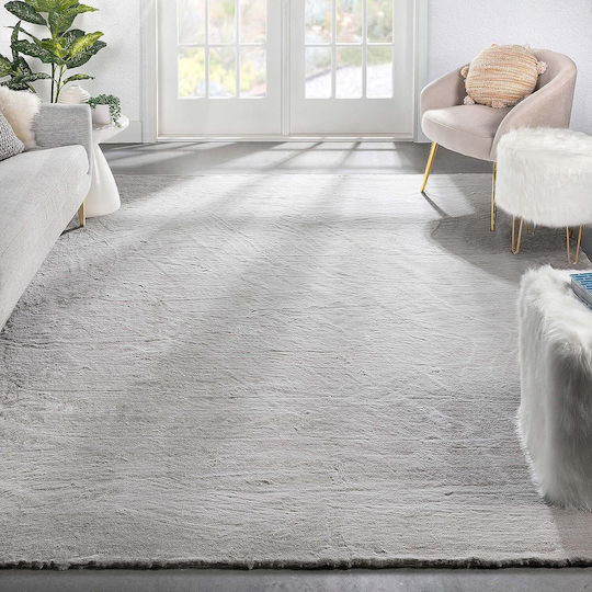 Saray Home Solid Anti-slip Rug Rectangular Shaggy Furry Gray